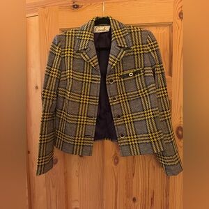 Vintage womens Yellow and Gray Plaid Jacket